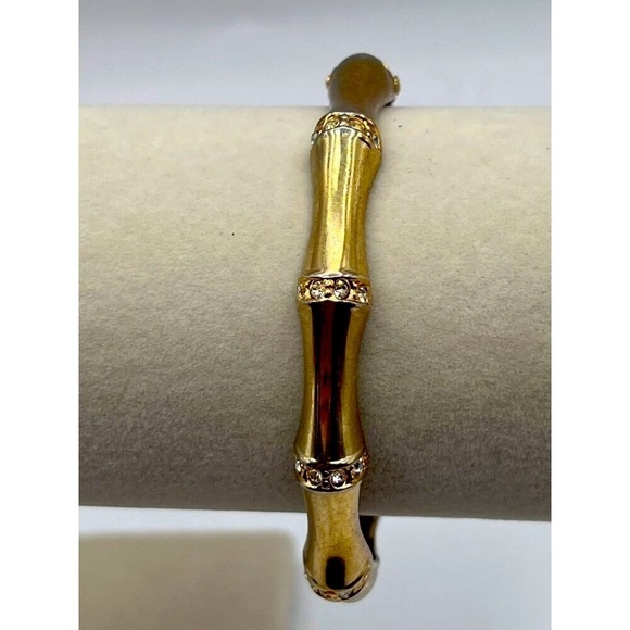 Vintage Gold-Tone Statement Necklace & Bracelet Set With Rhinestones & Crystals - Picture 7 of 8